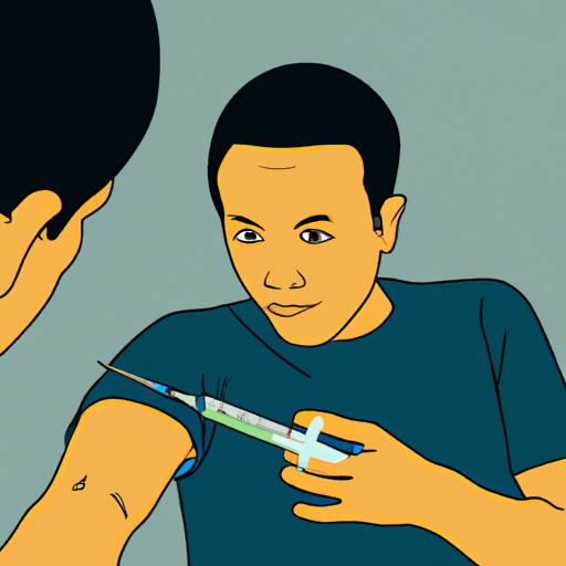 An illustration showing a patient expressing fear while being approached with a needle